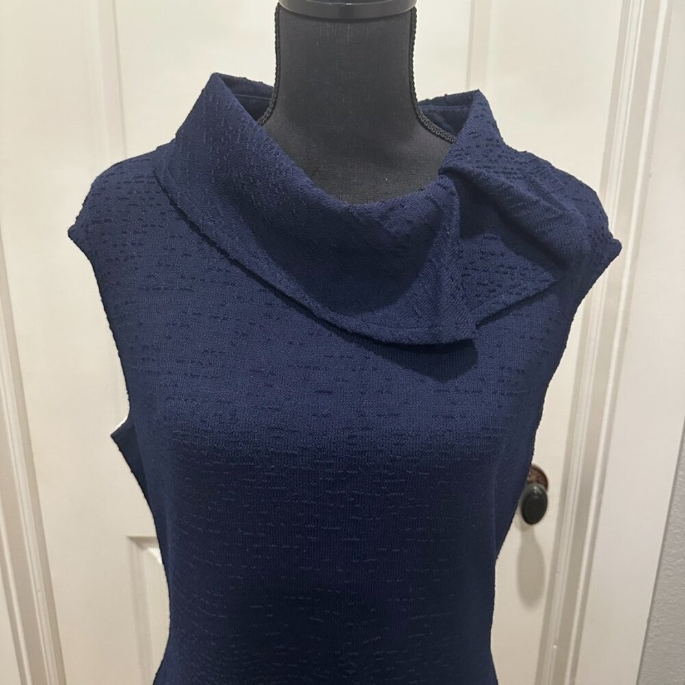 STUNNING Cowl-Neck St. John Collection Navy Dress - Size 10